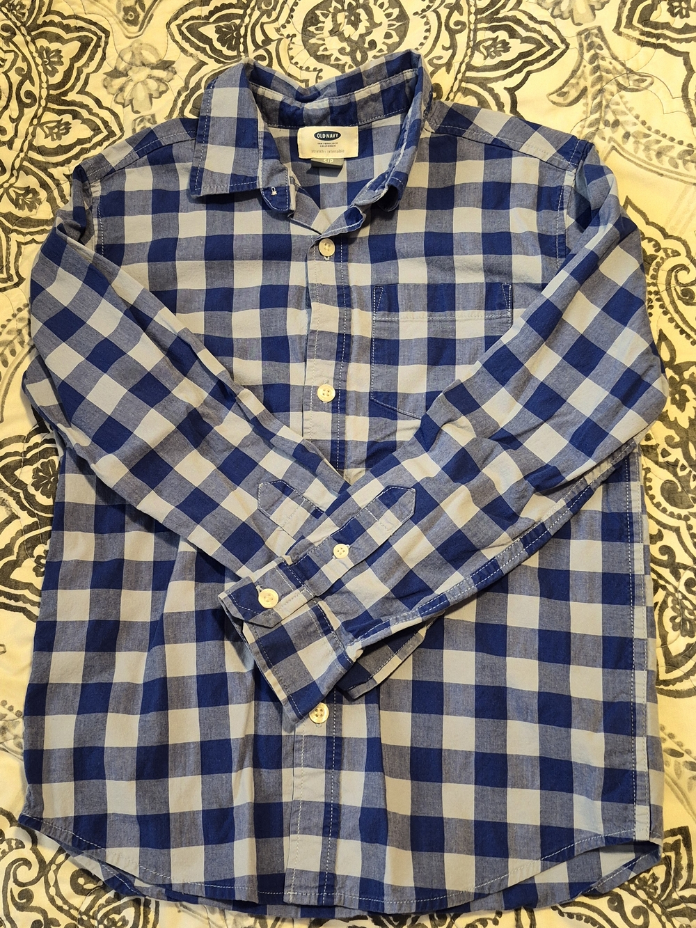 Old Navy Blue & Light Blue Check Button-Up Shirt